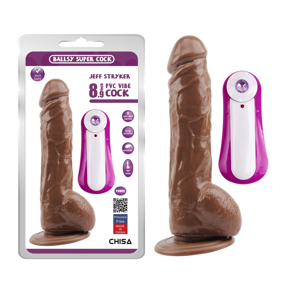 Consolador vibrador JEFF STRYKER 8.9-Marrón